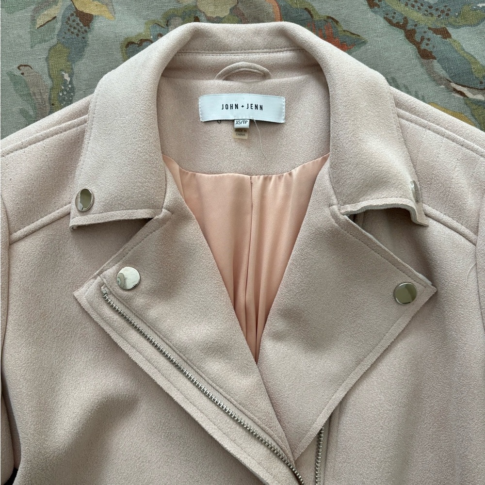 Pink suede moto jacket